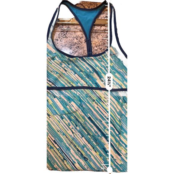 NIKE DRI-FIT Size 10 Womens Med Blue Lined Wireless Racerback Sports Tankini - Picture 8 of 8